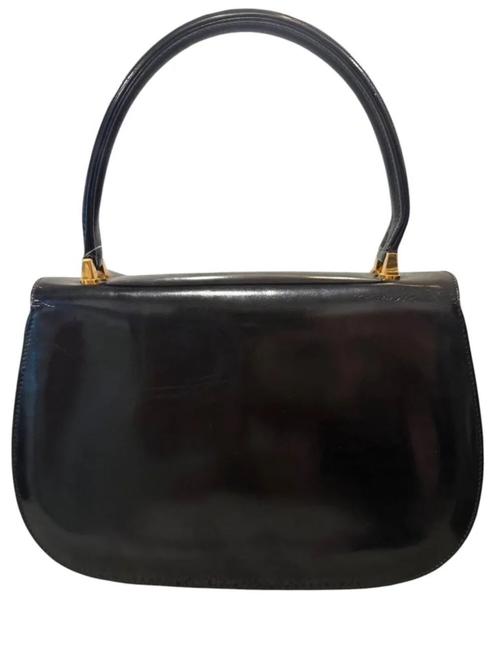 Gucci Black Patent Leather Top Handle Bag RARE VINTAGE